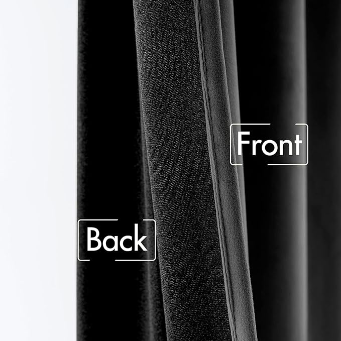 MIULEE Black Velvet Curtains 90 inches 2 Panels - Luxury Blackout Curtains for Bedroom Living Room Thermal Insulated Super Soft Window Drapes Rod Pocket & Back Tab Halloween Decor, W 52 x L 90 inch
