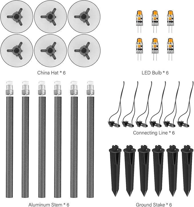 Low Voltage LED Pathway Lights 1.2W Outdoor Landscape Lighting 6 Pack 40 Lumen Landscape Path Lights 2700K for Lawn Patio Yard Walkway Driveway Pathway Garden