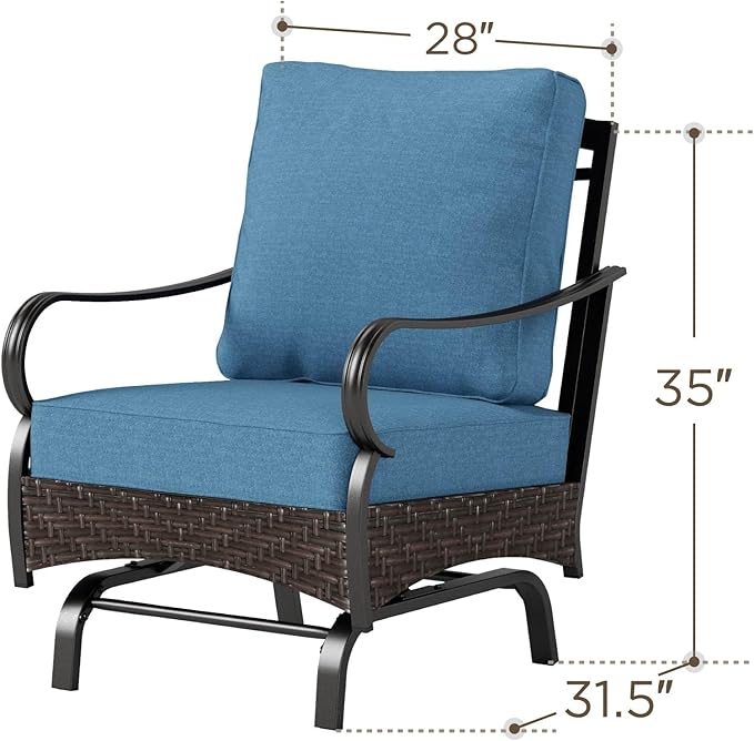 Rocking Patio Sofa Chairs - 2 PCS Outdoor Rocking Armchairs, Patio Seating with High Back Deep Seat for Porch Deck Balcony