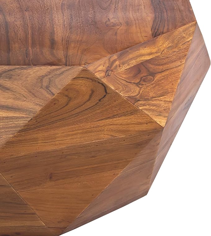 The Urban Port 33-Inch Diamond Shape Acacia Wood Coffee Table with Smooth Top, Dark Brown