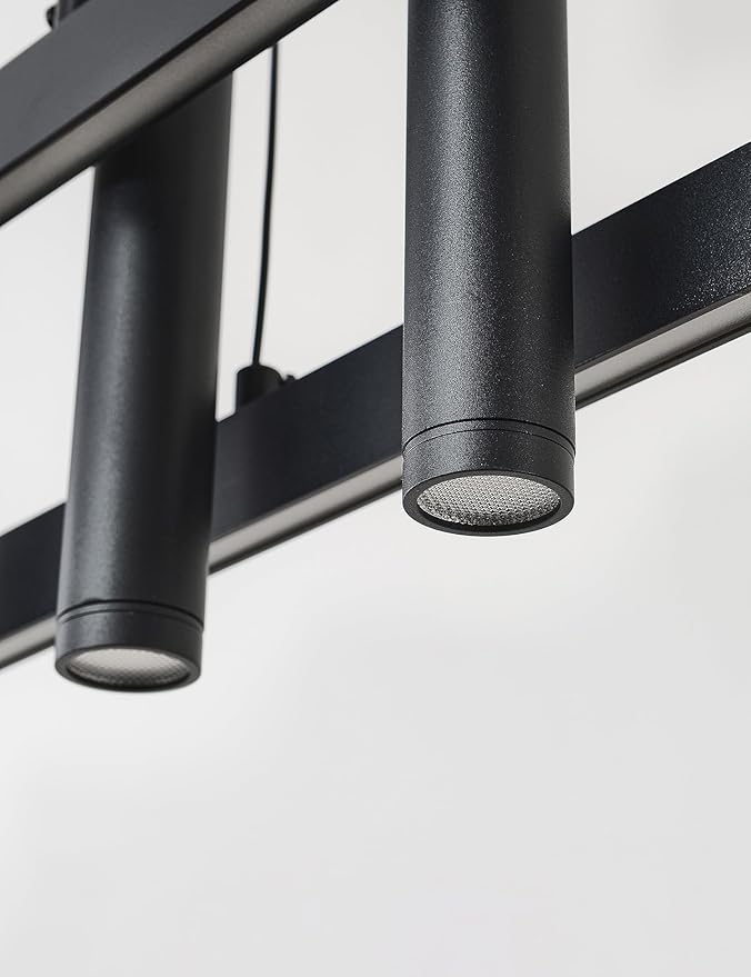 71" Black Linear LED Pendant Light Dimmable for Kitchen Island, Home Bar, Dining & Office - Modern Minimalist Hanging Chandelier Lighting Fixture