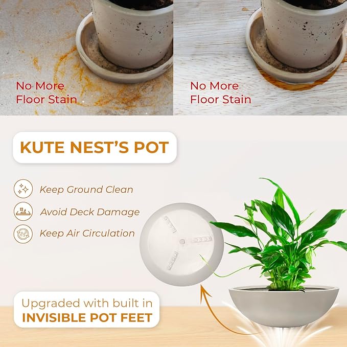 6.9" H x 19.7" D Round Bowl Fiberstone Planter for Succulent and Lotus, Drainage Hole, Weather Resistant for Indoor and Outdoor Use, Included 2 Extra Coco Mats (Taupe, 17.9" Pot Opening)