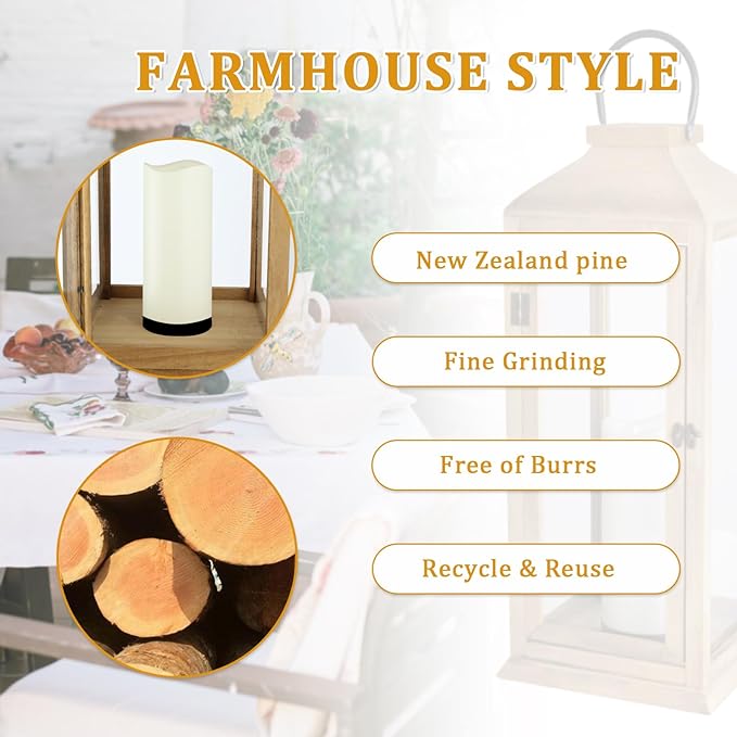 Bdor Large 22.5 Inch Decorative Lanterns with Flameless Pillar Candles, IP65 Waterproof Black Metal Lanterns for Home Decor, Indoor Outdoor, Front Porch, Garden, Farmhouse, Wedding Use