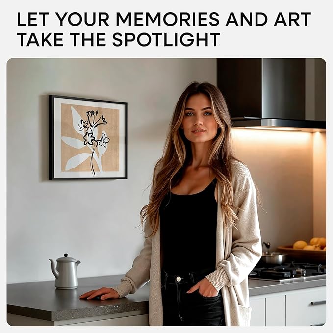 Homeforia Black 12x12 Picture Frames, High End Metal 12 x 12 Square Poster Frame with Mat 10 x 10 Photo, 12x12 Black Frame Matted to 10x10 Print, 12by12 Thin Frames, Tempered Glass, Wall Kit, Set of 4