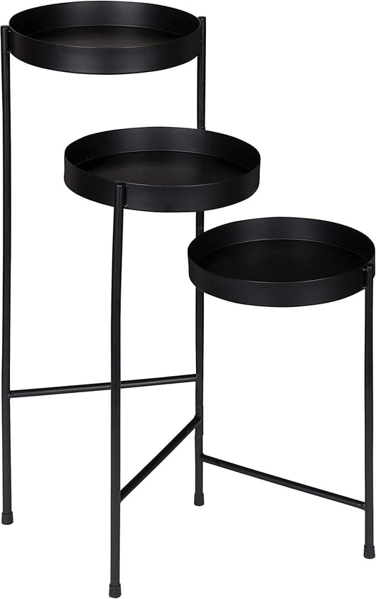 Kate and Laurel Finn Tri-Level Metal Plant Stand, Black