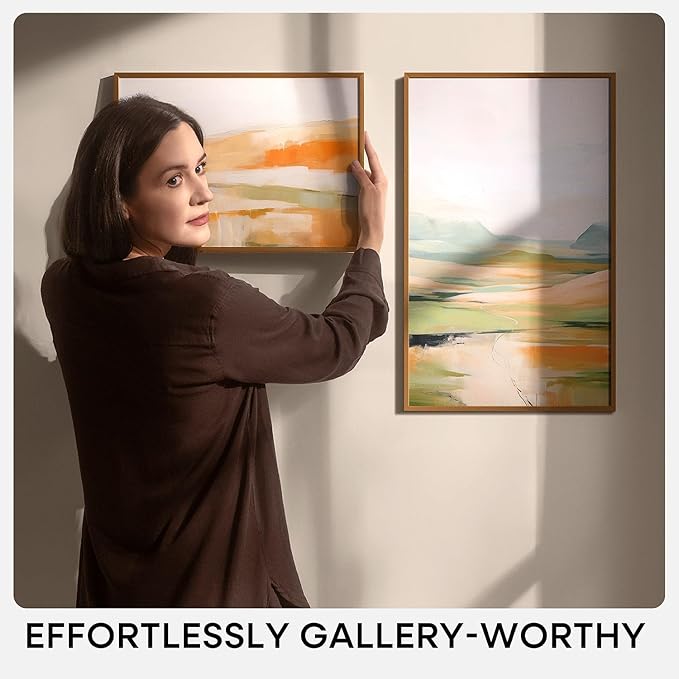 Homeforia 16 x 24 Bronze Frame, High End Metal 16x24 Brass Picture Frames with Mat 12x18 Photo, 16 x 24 Poster Frames Matted to 12 by 18 Print, 24x16 Hanging Frames, Tempered Glass, Wall Kit, Set of 3