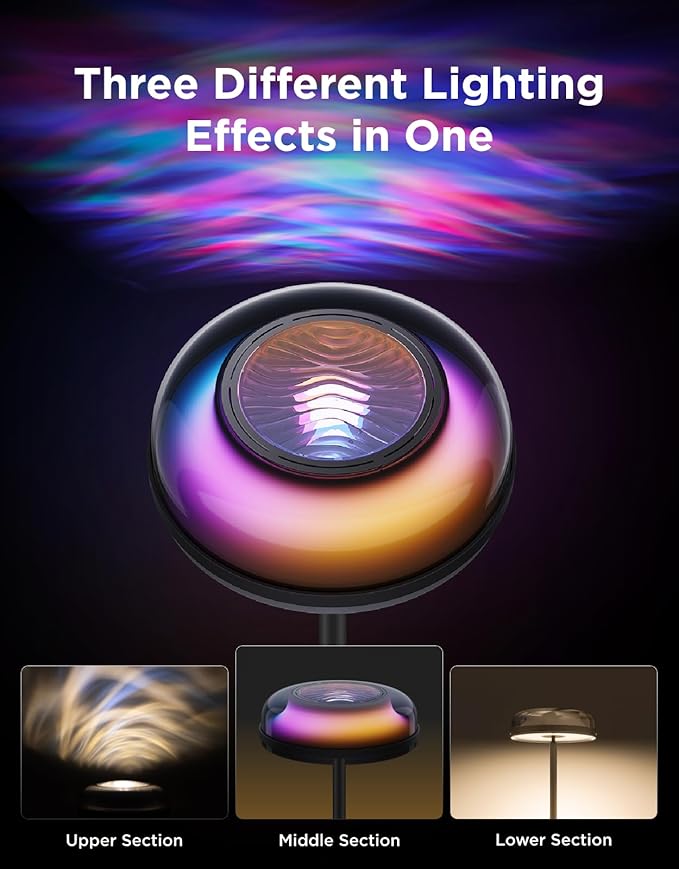 Govee Uplighter Floor Lamp for Living Room, RGBIC Ripple Projector, Floor Lamp for Bedroom Works with Matter, 215 ft² Light Area, 1000lm LED Modern Corner Floor Light, Warm Cool White Standing Lamp