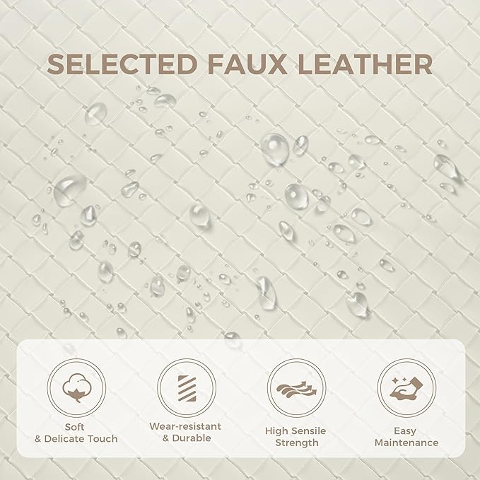 MAISON ARTS White Counter Height 24 inch Bar Stools Set of 2 for Kitchen Counter Solid Wood Legs with Faux Leather Padded Seat Farmhouse Barstools for 34"-38" Counter Island Upholstered Stools