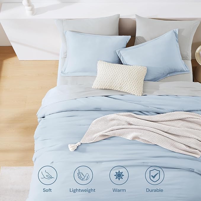 WRENSONGE Full Size Comforter Set- 7 Pieces Arctic Ice Bed in a Bag Full Size Comforter with Fitted Sheet, Flat Sheet, 2 Pillow Shams, 2 Pillowcases, Warm Bedding Sets for All Season