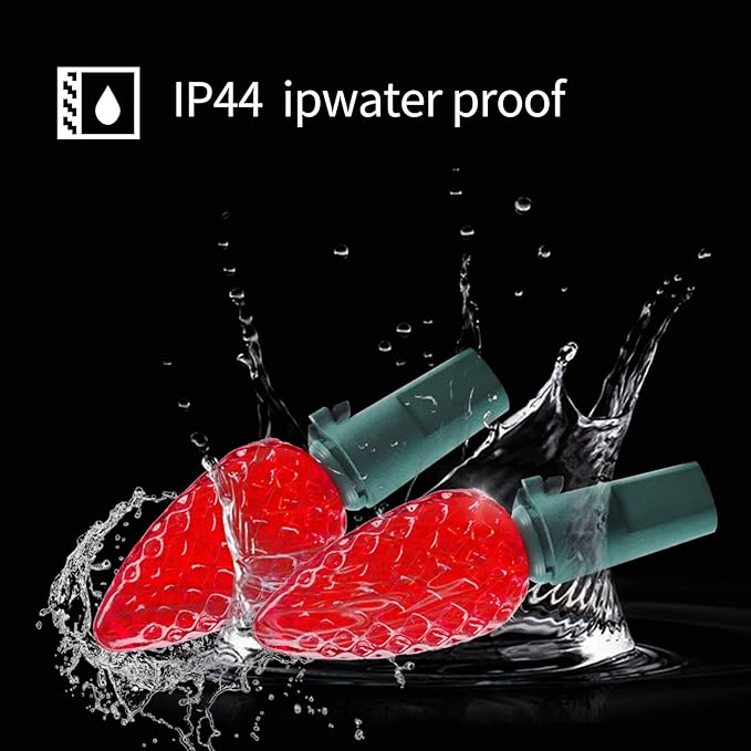 Christmas C3 Bulbs Light String 50 LED Multicolor Strawberry Xmas Tree Outdoor Indoor Waterproof Decoration Plug in 18 Feet Used for Patio Party Festive Courtyard Home (Multicolor)