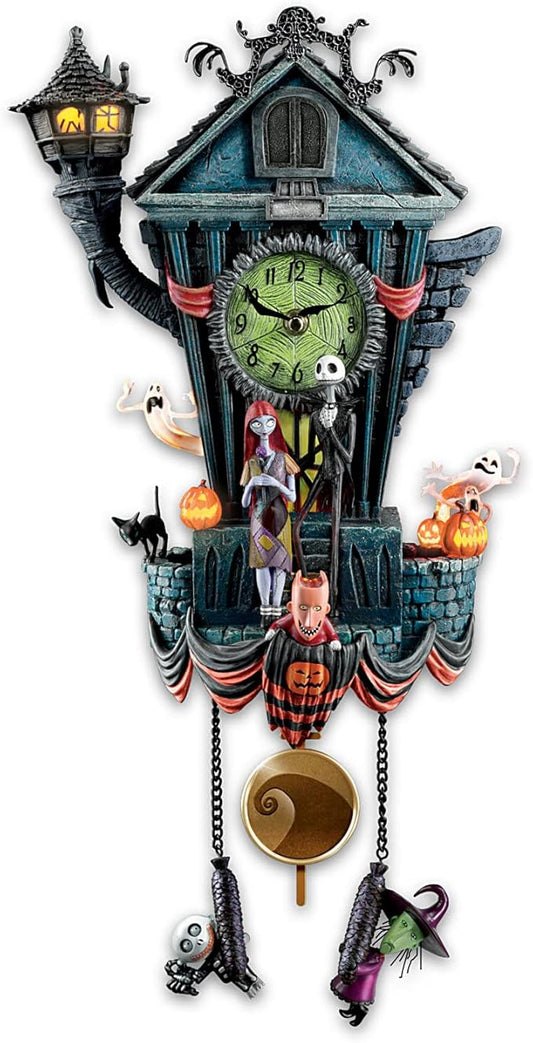 The Bradford Exchange The Nightmare Before Christmas Cuckoo Clock, 21 inches, Musical, Light-Up, Limited Edition