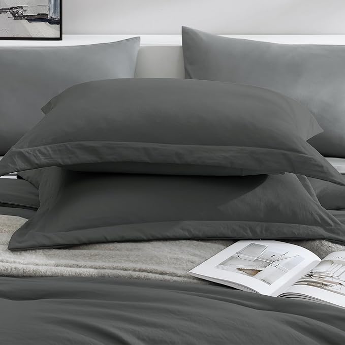 WRENSONGE Queen Comforter Set- 7 Pieces Soft Grey Bed in a Bag with Fitted Sheet, Flat Sheet, 2 Pillow Shams, and 2 Pillowcases- Warm Bedding Sets Queen for All Season