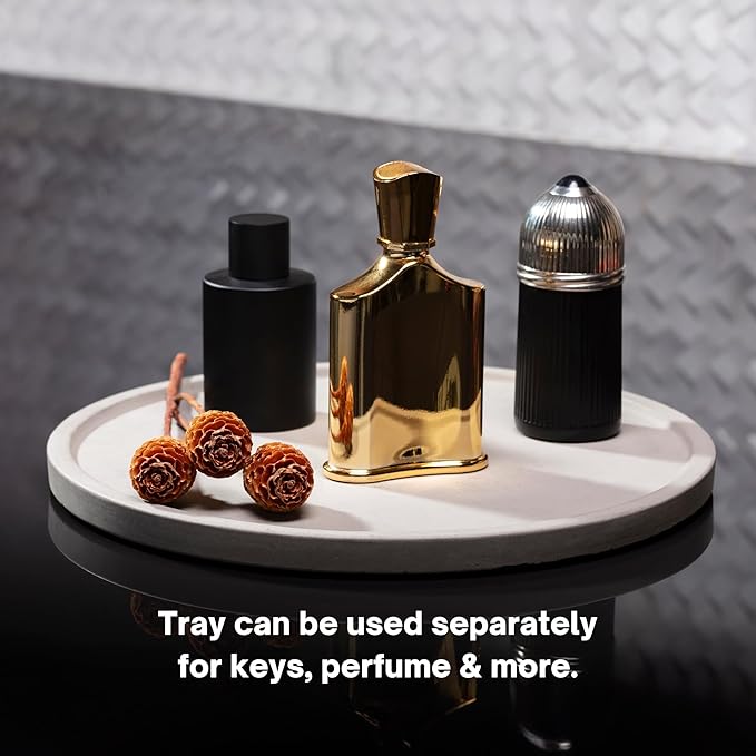 Simon Brothers Concrete Fruit Bowl with Tray for Kitchen Counter - Large Decorative Bowls for Home Decor - Modern Key Bowl for Entryway Table - Key Holder and Vanity Tray