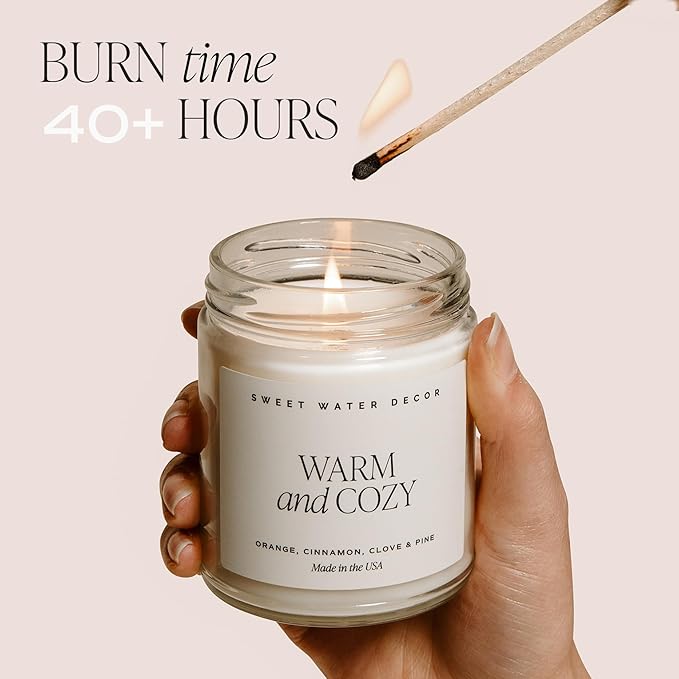 Sweet Water Decor Wedding Candle - Sea Salt, Jasmine, Cream, and Wood Scented Soy Wax Candle for Home - Engagement and Wedding Gifts for Her - 9oz Clear Jar, 40 Hour Burn Time, Made in The USA