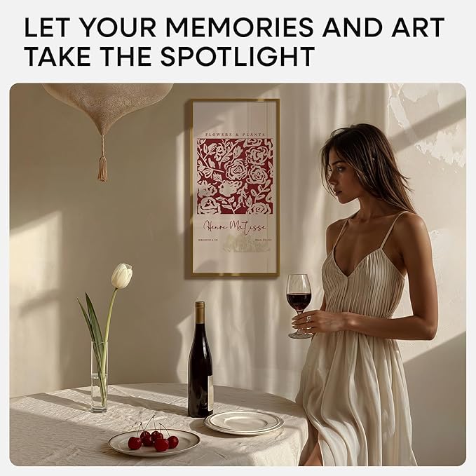 Homeforia 11x22 Bronze Newspaper Frame, High End Metal 11 x 22 Picture Frame without Mat, 22x11 Thin Bronze Poster Frames for Wall, 11by22 inch Display Photo Frames, Tempered Glass, Wall Kit, Set of 2