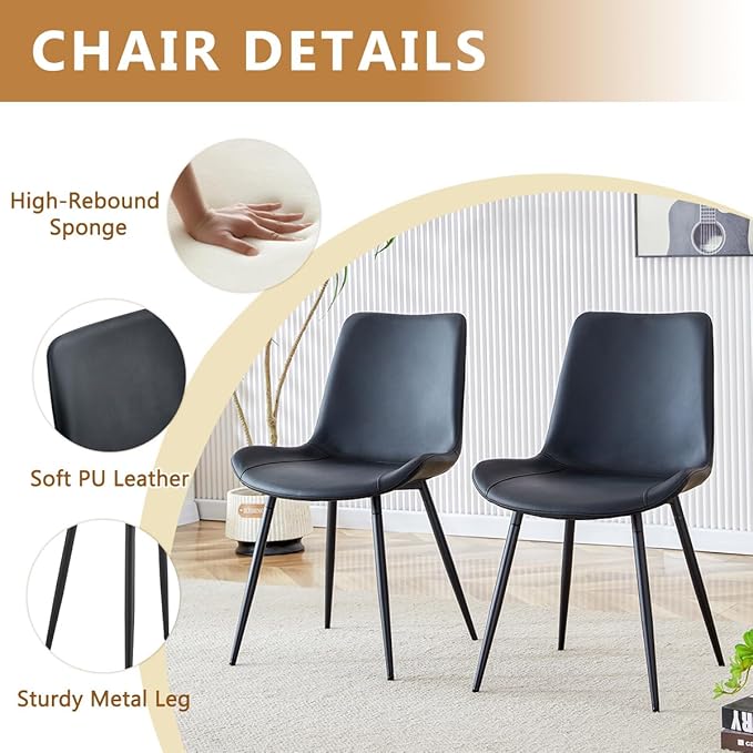 9 Piece Glass Dining Table Set, Kitchen Table Chairs Set for 8, 71'' Dining Table with 0.4" Tempered Glass Tabletop with Plated Metal Legs and MDF Crossbar, 8 PU Chairs for Dining Room, Kitchen.