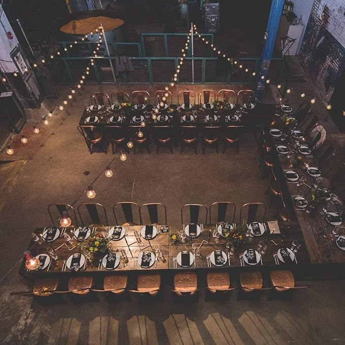 Hometown Evolution, Inc. 10 Foot Patio String Lights with G50 2" Clear Globe Bulbs and Black Wire (+ 1 Free Spare)