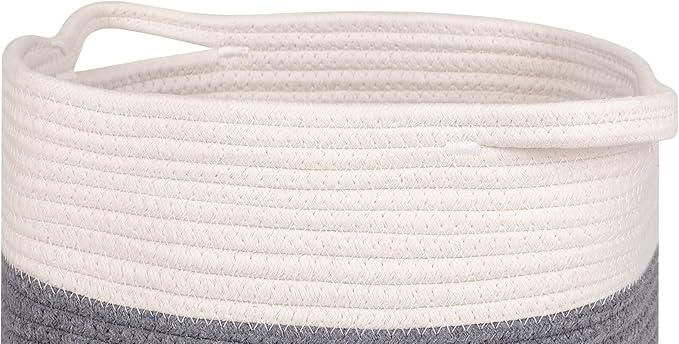 voten Storage Cubes 13x13’’ for Cube Shelves Organzier,Cotton Rope Storage Bin,Cube Storage Bin 13x13’’ for Closet,Toys,Multipurpose Woven Storage Basket for Organizing 3Pack Round Off White/Dark Gray