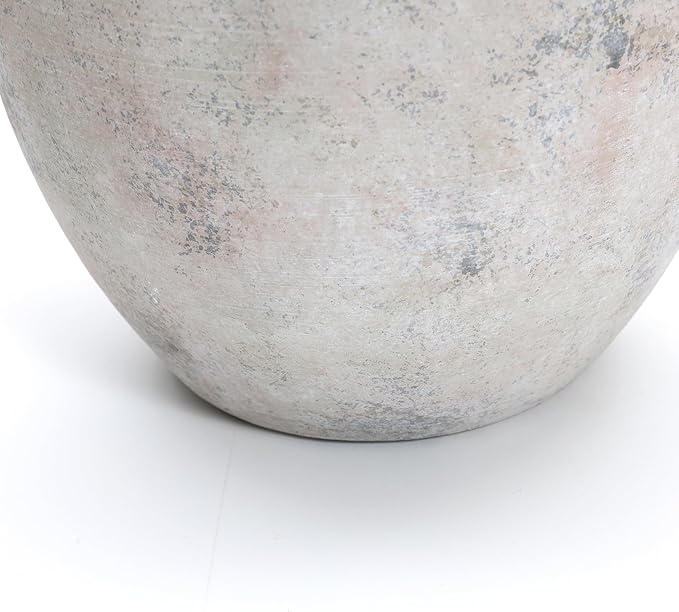 LuxenHome Vintage Ceramic Round Vase Multi Gray and White Terracotta Vaes with Handles Farmhouse Decor,Pottery Vase Living Room Decor,Large Waterpoof Vases Home Decor 11-Inch