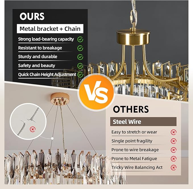 Modern Gold Round Crystal Chandelier - 19.7'' Luxury K9 Crystals Chandeliers for Dining room,3 Tier Raindrop Chandelier for Living room,Contemporary Light Fixture for Bedroom Foyer Entryway Kitchen