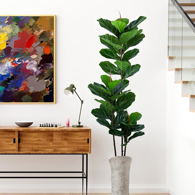 Artificial Fiddle Leaf Fig Tree 5FT Faux Fiddle Leaves Fig Tree Artificial Plants in Pot for Indoor Outdoor Fake Tree Plants