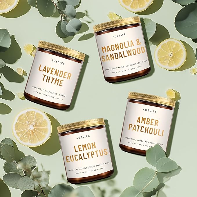 Scented Candles for Home - Lemon Eucalyptus Candle | Aromatherapy Candle Gift for Women & Men, Soy Candles for Home Scented - 7oz, Soy Wax