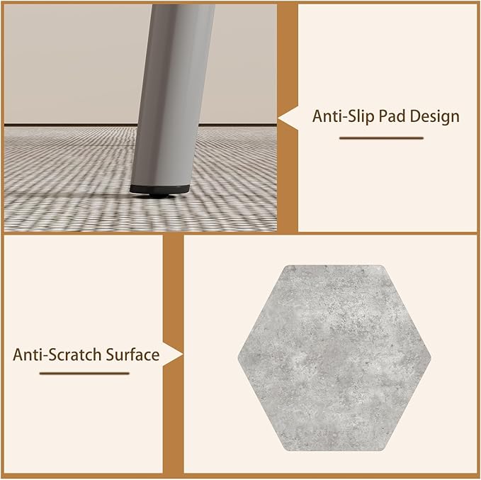 55.1'' Dining Table Set for 4,Modern Wood Dining Table,Leather Dining Chairs 4,Table and Chairs Set of 4,Ideal for Kitchen Dining Room (Gray Table + 4 U-Shaped Brown Chairs, 55.1")