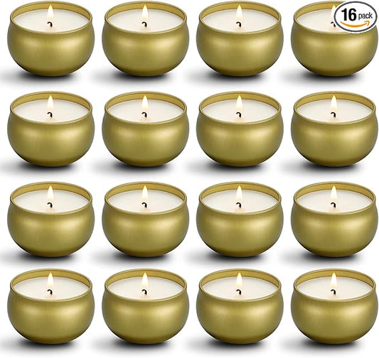 qinxiang Scented Candles Gifts Set,16 Pack Natural Soy Wax Travel Tin Jar Candles for 2.5 OZ Aromatherapy Candles for Family Gatherings, Festive Candles