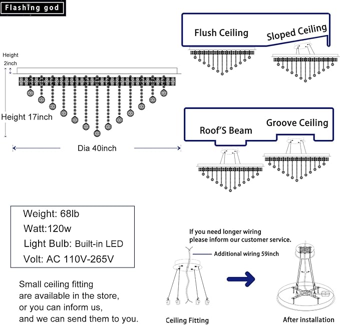 Dia 40" Modern Crystal Chandelier,Large Chandelier for Living Room Silver Flush Mount Chandeliers Crystal Ceiling Light for Dining Living Room Bedroom