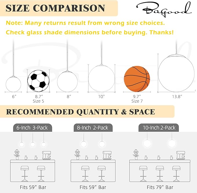 6 Inch Globe Pendant Light Gold Mid Century Pendant Light Contemporary Globe Pendant Lights Kitchen Island Clear Glass with Brass Finish Adjustable Hanging Light Fixture for Kitchen Island