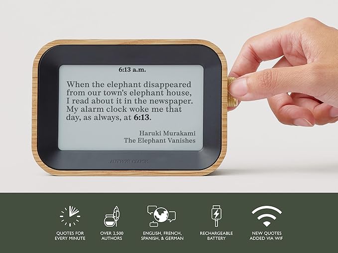 Author Literary Quote Clock – Tells Time Using Book Quotes | Unique Gift for Book Lovers | New Quote Every Minute Clock Vol 1