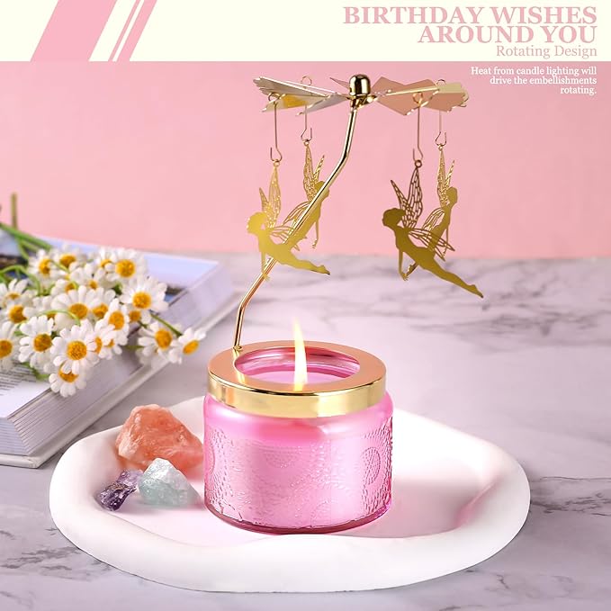 Birthday Gifts for Women, Rotatable Candle Gifts, Vanilla Cream Scented Candles Anniversary Christmas Thanksgiving, Butterfly Best Girl, Friends,Mom, Pink