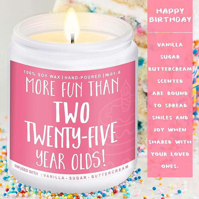 50th Birthday Gifts for Women, Perfect Birthday Present, Funny Presents for Mom, Friends, Wife, Sister, 7oz Vanilla Cream-Scented Candle
