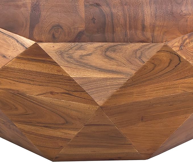 The Urban Port 33-Inch Diamond Shape Acacia Wood Coffee Table with Smooth Top, Dark Brown