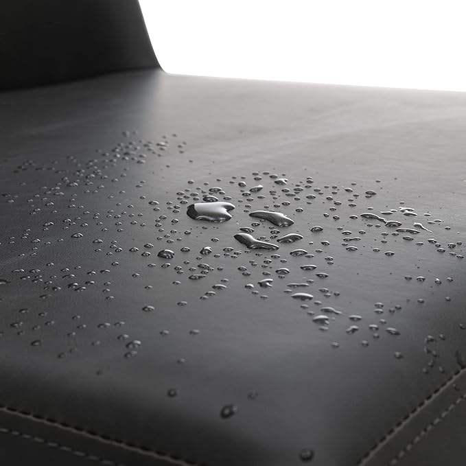 VESCASA Faux Leather Upholstered Dining Chairs with Back, Mid Century Modern Chairs with Black Metal Frame for Dining Room, Restaurant, Kitchen, Set of 2, Charcoal