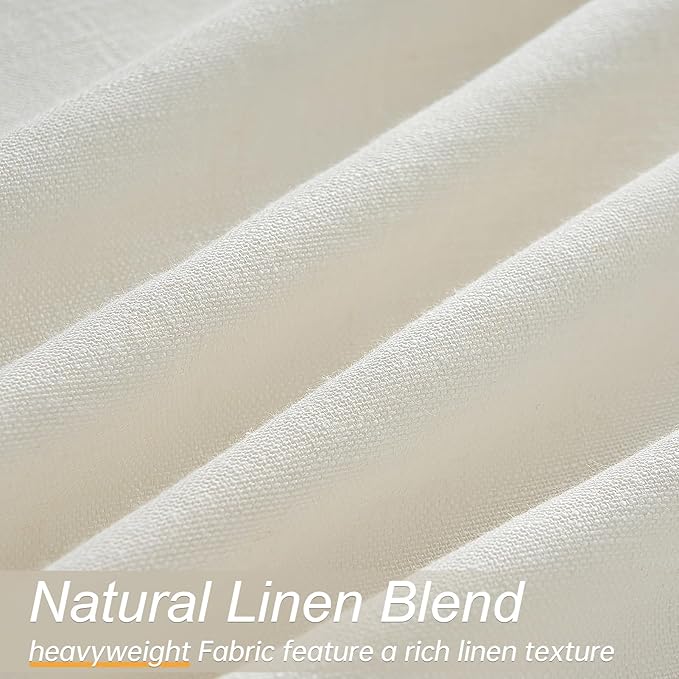 Topfinel 102 Inch Curtains 2 Panels Set Custom Length Farmhouse Light Filtering Semi Sheer Privacy Thick Decorative Curtain Drapes for Living Room Bedroom,Birch(Ivory/Off White) 52"x102"