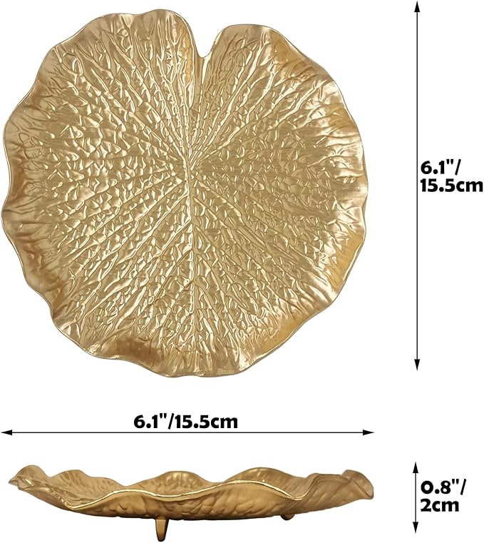 Metal Jewelry Dish, Small Leaf Shaped Ring Holder Jewelry Organizer, Trinket Dish Vanity Tray for Dresser Christmas Birthday Wedding Gifts