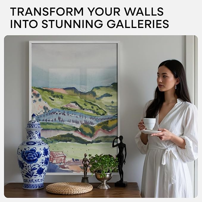 Homeforia White 20 x 30 Frame, High End Oak 20 x 30 White Wood Poster Frames with Mat 16 by 24 Photo, 20x30 Wooden Picture Frame Matted to 16x24, 30x20 Large Frames, Tempered Glass, Wall Kit, Set of 1