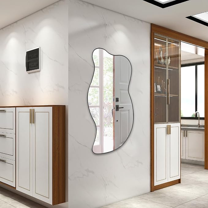 Irregular Wall Mirror, Asymmetrical Mirror, 47.24"x21.6" Modern Weird Shaped Mirrors for Living Room Bathroom Bedroom Entryway Fireplace