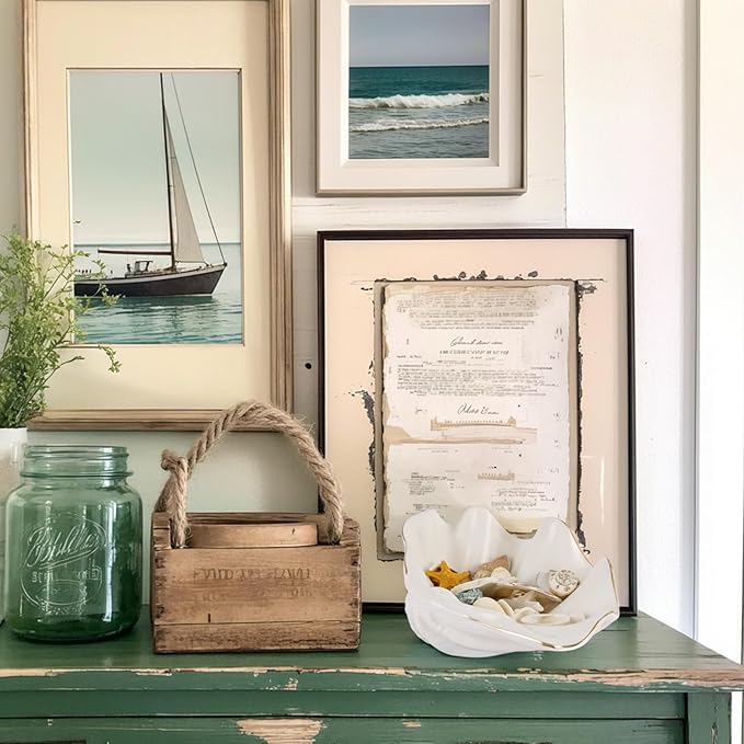 White Shell Bowl Decorative – 7.9" Ceramic Clam Shell Dish for Home Decor, Coastal Catch-All Bowl for Bathroom Vanity, Entryway, or Dresser, Jewelry Holder, Key Tray, Fruit Bowl