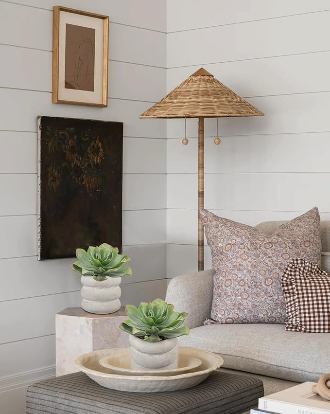 Fake Plants Succulents Artificial Agave Succulent Plants Faux Aloe Potted Plant in White Glaze Ceramic Pot for Desk Modern Office Room Table Shelf Bathroom Garden Greenery Home Decor