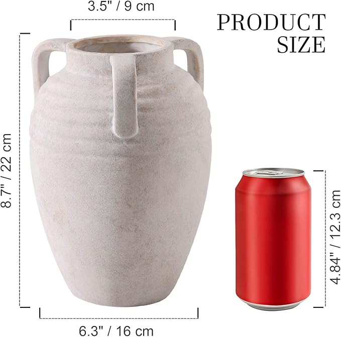 Ceramic Flower Vase Home Decor - 8.7" Farmhouse Flower Vases Rustic Vintage Aesthetic Modern for Table Living Room Kitchen Bedroom Decoration House Desk Decorative Accessories Gift (Rustic)