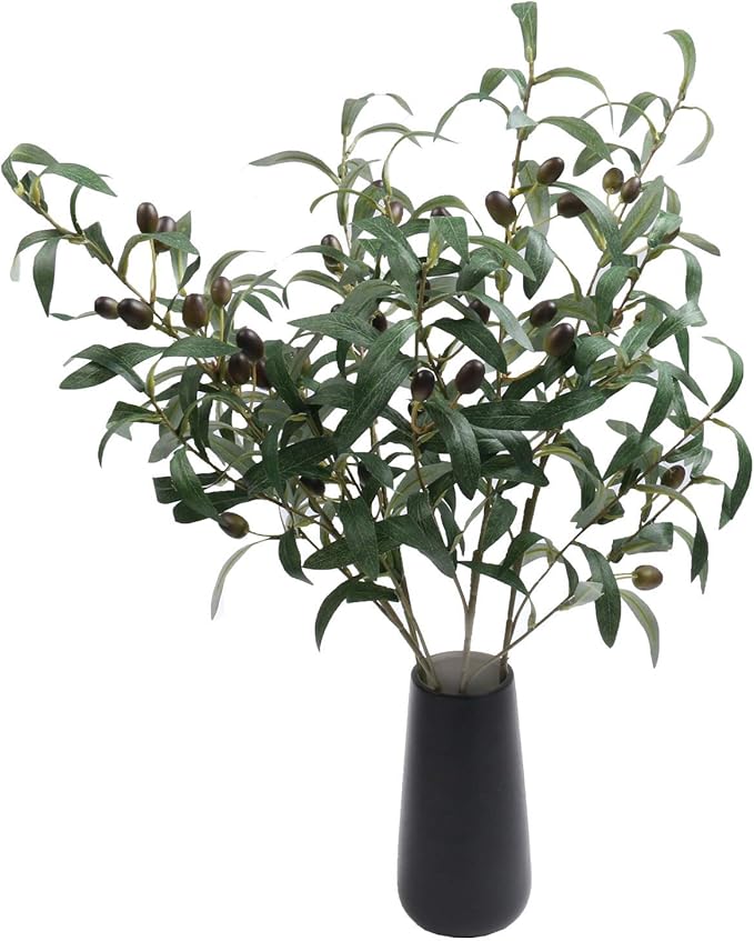 SHACOS 4 PCS 28 inch Artificial Olive Branches for Vases Greenery Olive Stems Faux Tree Branch Twig for Home Wedding Shop Office Garden Decor DIY Floral Crafts
