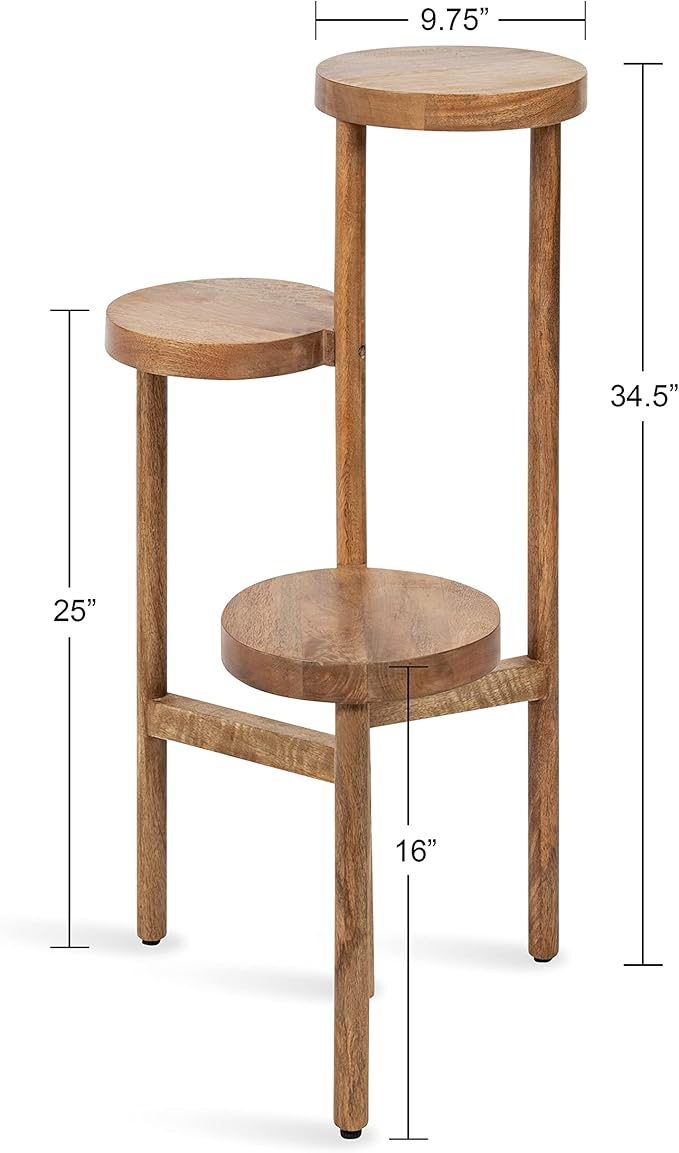 Kate and Laurel Fitley Modern 3 Tier Freestanding Plant Stand; 16 x 16 x 35; Natural Wood; Decorative Handcrafted Wood Plant Stand with Farmhouse Finish