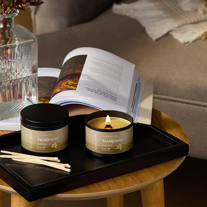 Tranquility Pure Beeswax Candle Tin 30+ Hours Long Burning Classically Designed Non-Toxic Scented Candles for Home Decor and Aromatherapy to Stress & Anxiety Relief with Natural Fragrance - 5 oz