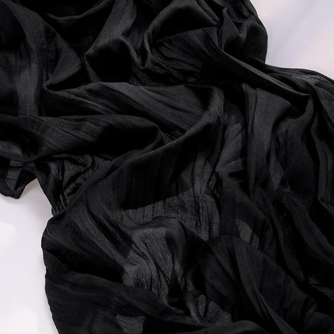 MLMC 3 Pack Black Halloween Table Runner 10ft Rustic Gauze Cheesecloth Table Runner 35x120 Inches Cheese Cloth Centerpiece for Fall Wedding Party Bridal Shower Anniversary Events Halloween Decor