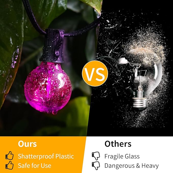 40FT LED Outdoor String Lights Waterproof, G40 LED Globe Outdoor Lights for Patio with 27 Edison Vintage Shatterproof Bulbs, Connectable Backyard Lights for Garden, Bistro, Porch, Cafe