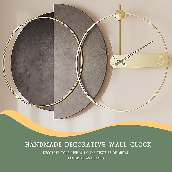 Wall Clock Large 28 Inch - Modern Nordic Style Black, Silent Non-Ticking Battery Operated Decorative Hanging Clock for Living Room Bedroom Office Entryway