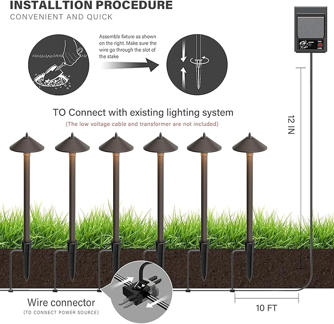 Pro Style Light Decorative Pathway Landscape Lights, 10W Low Voltage Path Yard Light 2700K Warm White, 1PK Aged Brass by Malibu 8308-9103-01