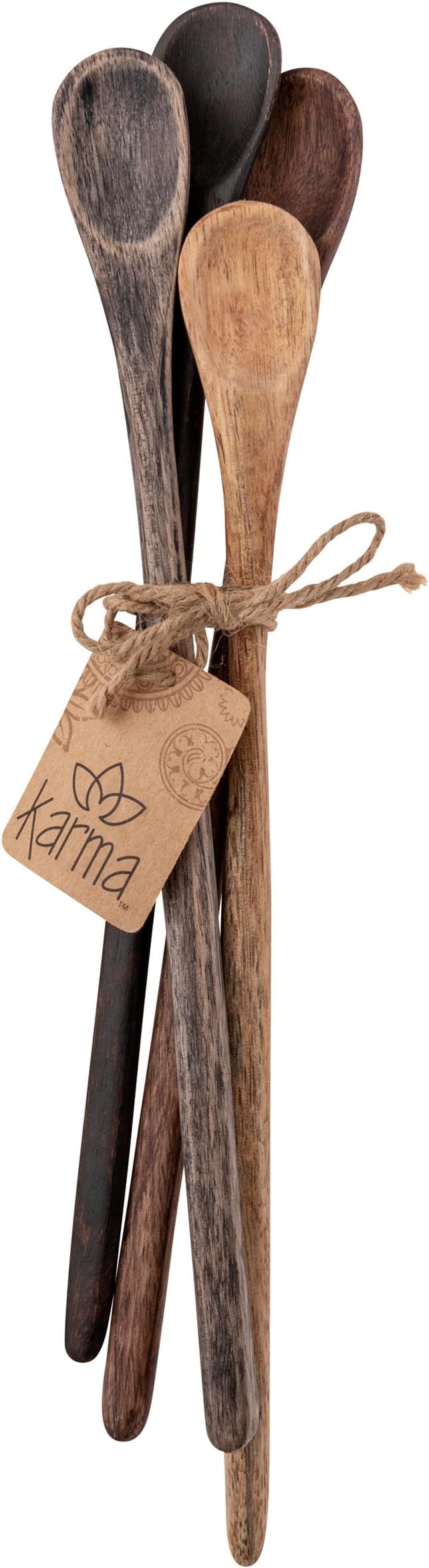 Karma Long Handle Tasting Spoons Set for Cooking - Kitchen Utensils - Wood - Set of 4